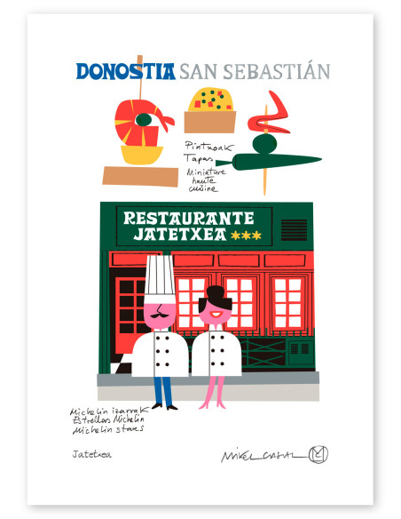 Illustration "Jatetxea" by Mikel Casal. A5, A4, A3 y A2 reproductions