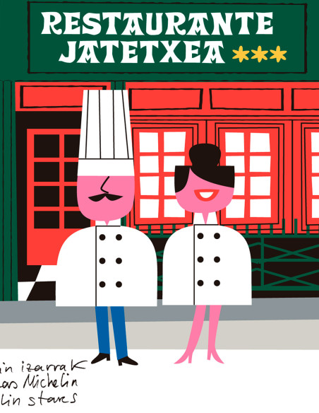 Ilustración "Jatetxea" de Mikel Casal. Reproducciones A5, A4, A3 y A2