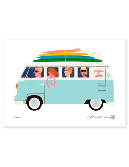 Illustration "Kombi"  by Mikel Casal. A5 and A4 reproductions