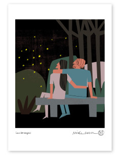 Illustration "Luciérnagas"by Mikel Casal. A4 signed...