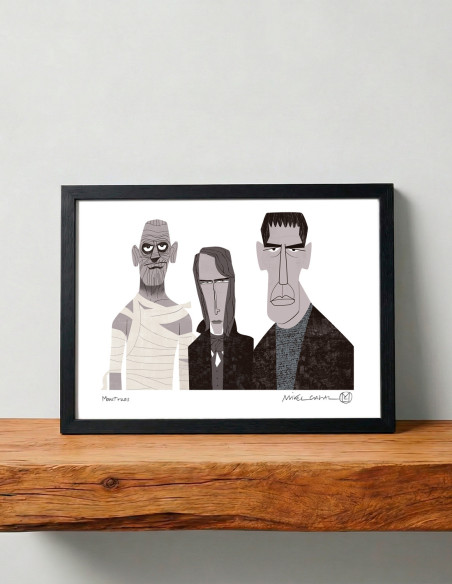 Ilustración "Monstruos" de Mikel Casal. Ilustración A4 firmada