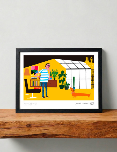 Illustration "Pierre and Frankie" by Mikel Casal. A4 signed reproduction