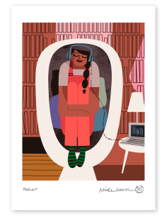 Illustration "Podcast" by Mikel Casal. A4 signed...