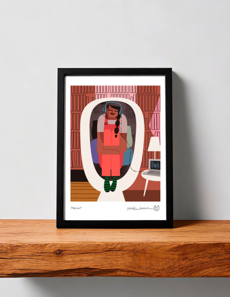 Illustration "Podcast" by Mikel Casal. A4 signed reproduction