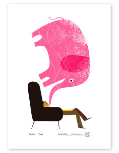 Illustration "Relax Time" by Mikel Casal. A4 signed...