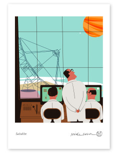 Illustration "Satélite" by Mikel Casal. A4 signed...