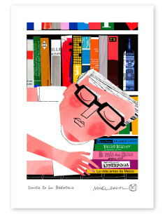 Ilustración "Siesta en la biblioteca" de Mikel Casal....