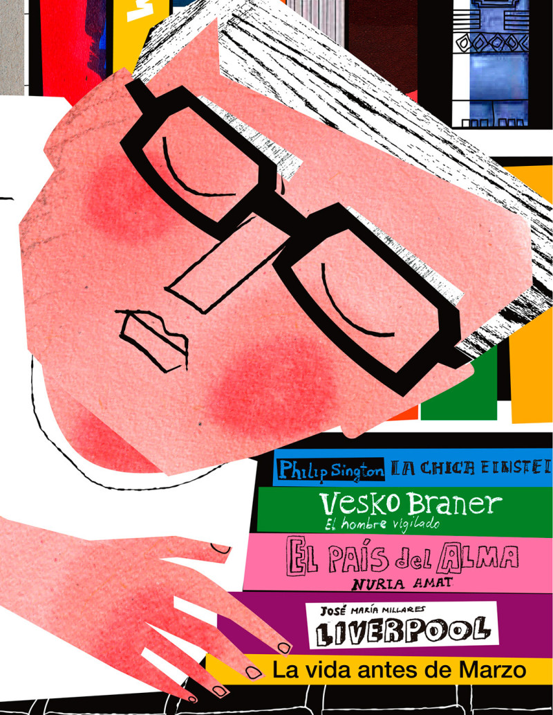 Illustration "Siesta en la biblioteca" by Mikel...