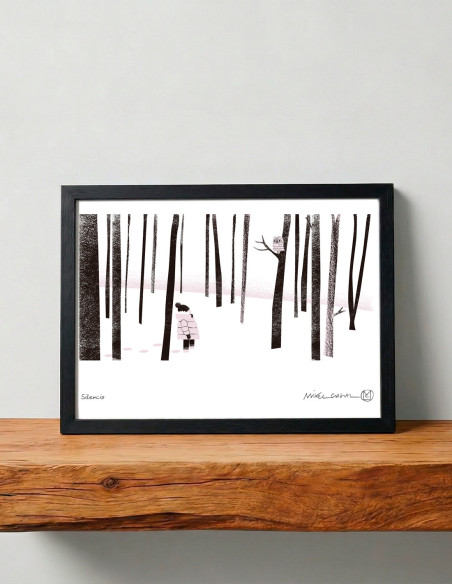 Illustration "Silencio" by Mikel Casal. A4 signed reproduction