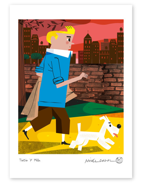 Ilustración "Tintin y Milu " de Mikel Casal. Reproducciones en A4 y A5