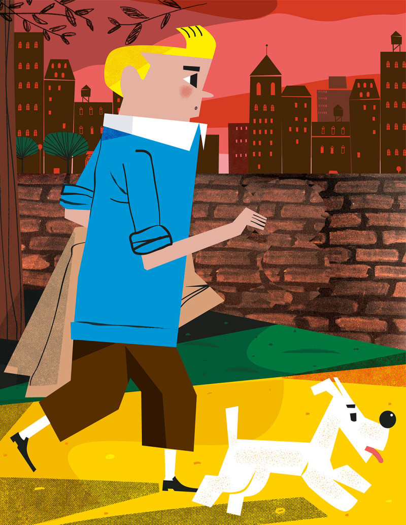Illustration "Tintin y Milu" by Mikel Casal. A4...