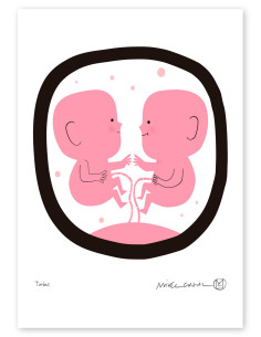 Illustration "Twins" by Mikel Casal. A4 signed reproduction