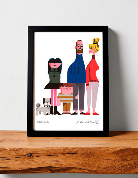 Illustration "United Family" by Mikel Casal. A5 and A4 signed reproductions