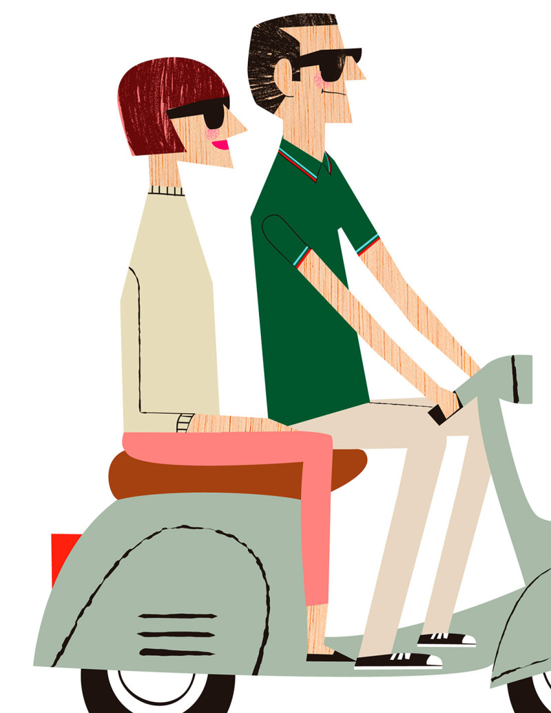 Illustration "Vespa" by Mikel Casal. A5 and A4...