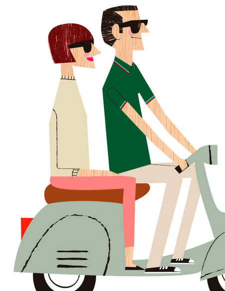 Illustration "Vespa" by Mikel Casal. A5 and A4 reproductions
