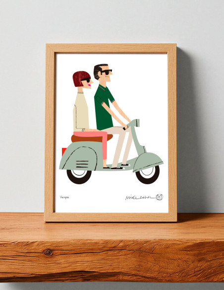 Illustration "Vespa" by Mikel Casal. A5 and A4 reproductions