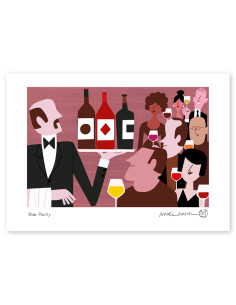Ilustración "Wine party" Mikel Casal. Reproducción A4...