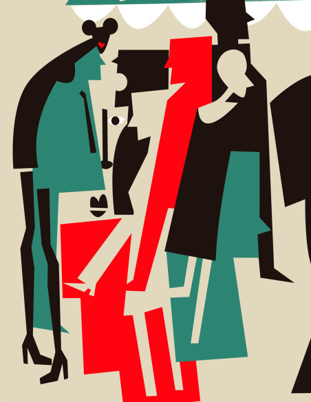 Ilustración "Slavia café" de Mikel Casal. Reproducción A3 firmada