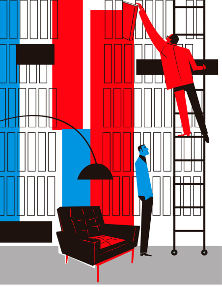 Illustration "Biblioteca" by Mikel Casal. Signed A3 reproduction
