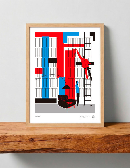 Ilustración "Biblioteca" de Mikel Casal. Reproducción A3 firmada