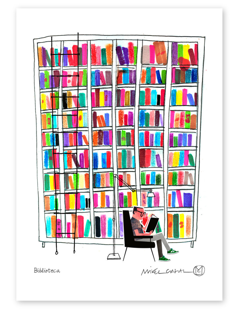 Illustration "Biblioteca 2" by Mikel Casal. A5,...