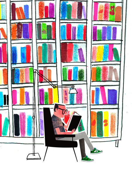 Illustration "Biblioteca 2" by Mikel Casal. A5, A4, A3 y A2 reproductions