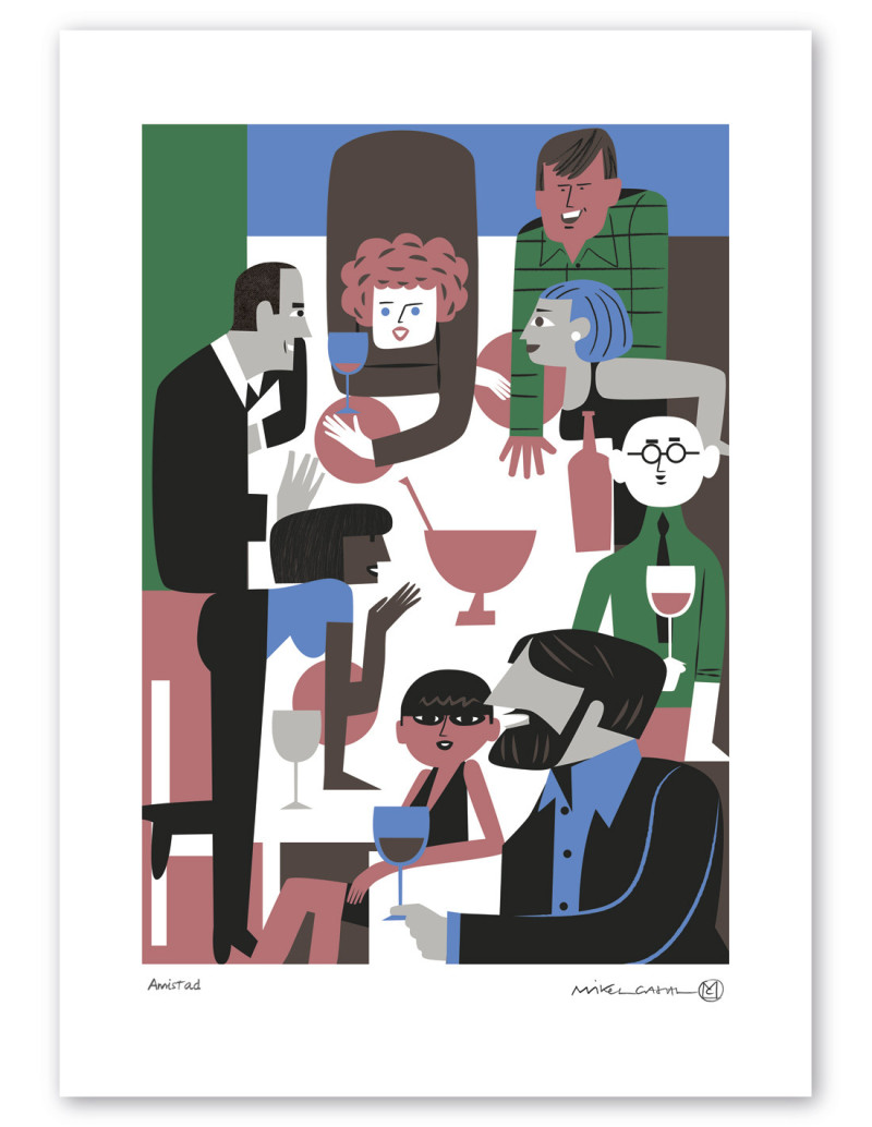 Illustration "Amistad" by Mikel Casal. Signed...