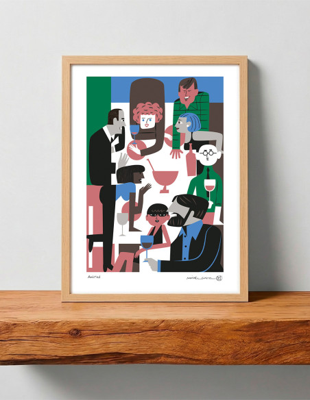 Illustration "Amistad" by Mikel Casal. Signed A3 reproduction