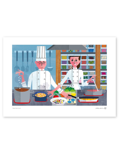 Illustration "Basque Haute Cuisine" by Mikel Casal. A4, A3 and A2 reproductions