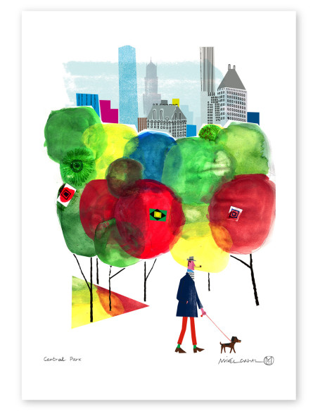 Illustration "Central Park" by Mikel Casal. Signed A4, A3 and A2 reproductions