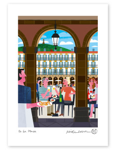 Illustration "En la Plaza" by Mikel Casal. A5, A4, A3 and...