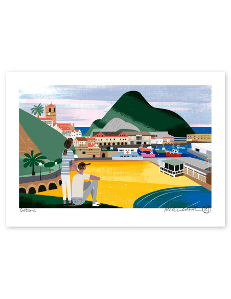 Illustration "Getaria" by Mikel Casal. A5, A4, A3 y A2 reproductions