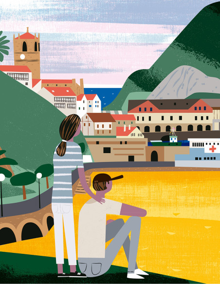 Illustration "Getaria" by Mikel Casal. A5, A4, A3 y A2 reproductions