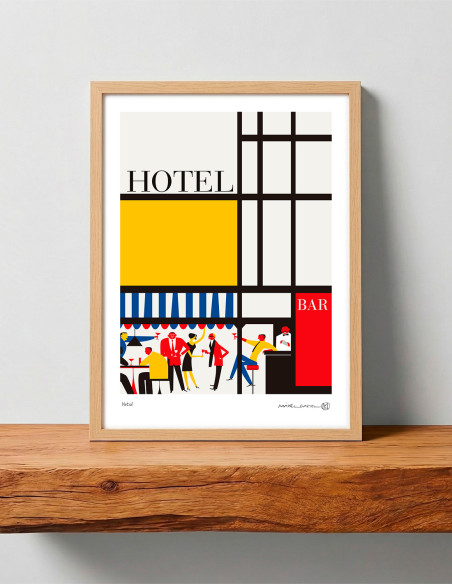 Illustration "Hotel" by Mikel Casal. Signed A3 and A2 reproduction