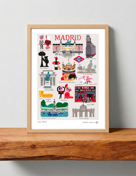 Illustration "Iconos Madrid" by Mikel Casal. A5, A4, A3 y A2 reproductions