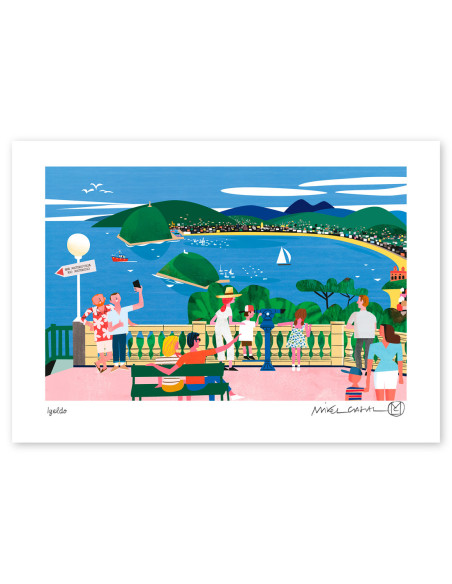 Illustration "Igeldo" by Mikel Casal. A4, A3 y A2 reproductions