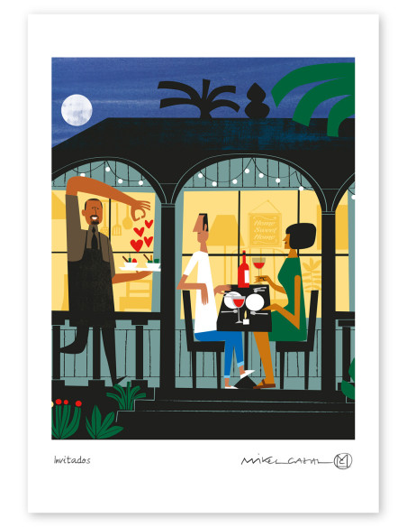 Illustration "Invitados" by Mikel Casal. A4, A3 and A2 reproductions