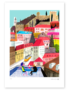 Illustration "Lisboa" by Mikel Casal. Signed A3 and A2...