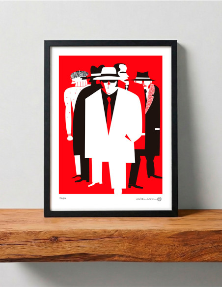 Ilustración "Mafia" de Mikel Casal. Reproducción A3 firmada