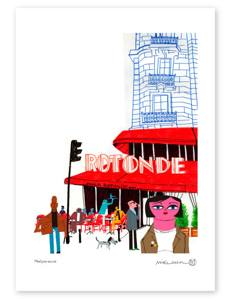 Illustration "Montparnase" by Mikel Casal. Signed A3 reproduction
