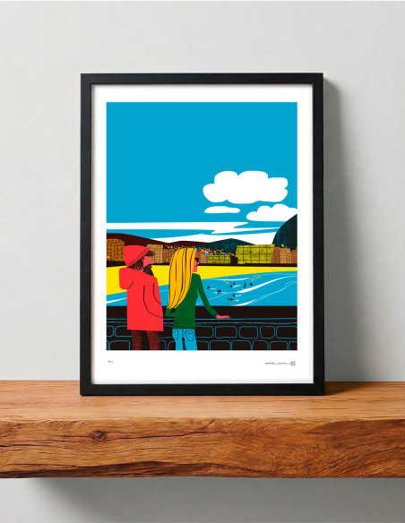 Illustration "En el muro" by Mikel Casal. A4, A3 and A2 reproductions