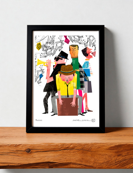 Ilustración "Músicos" de Mikel Casal. Reproducciones A5, A4, A3 y A2