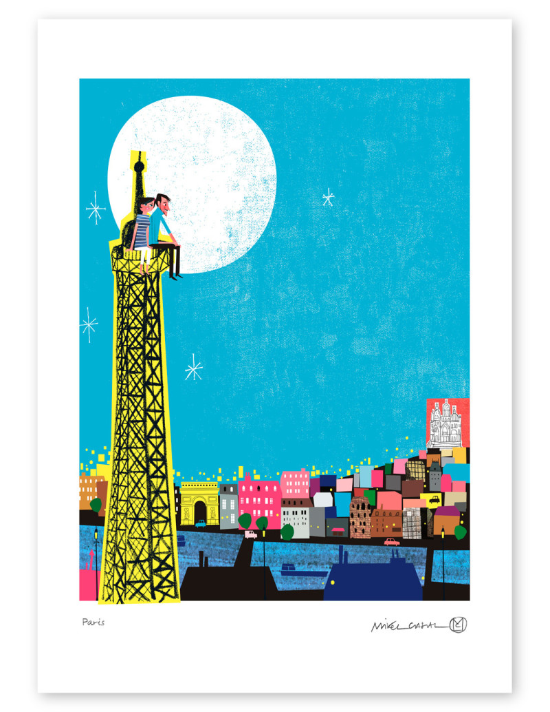 Illustration "Paris" by Mikel Casal. Signed A3...