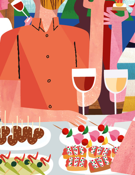Illustration "Pintxos" by Mikel Casal. A5, A4, A3 and A2 reproductions