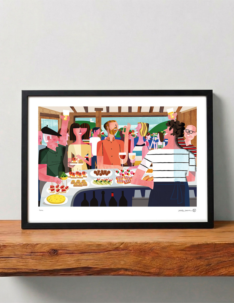 Illustration "Pintxos" by Mikel Casal. A5, A4,...