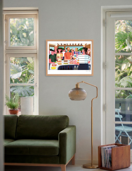 Illustration "Pintxos" by Mikel Casal. A5, A4, A3 and A2 reproductions