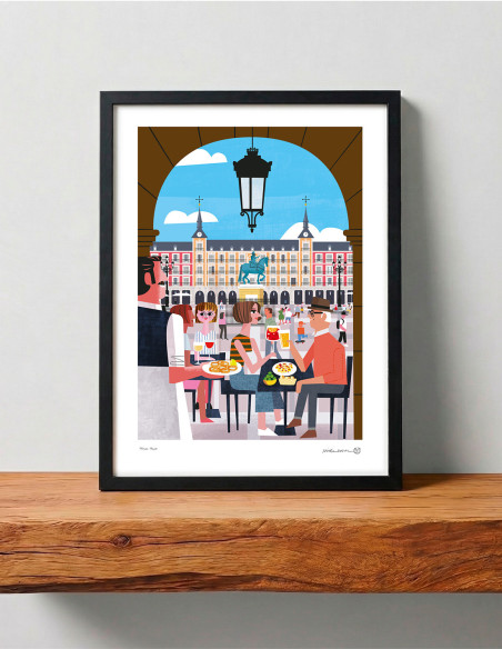 Illustration "En la Plaza Mayor" by Mikel Casal. A4, A3 and A2 reproductions