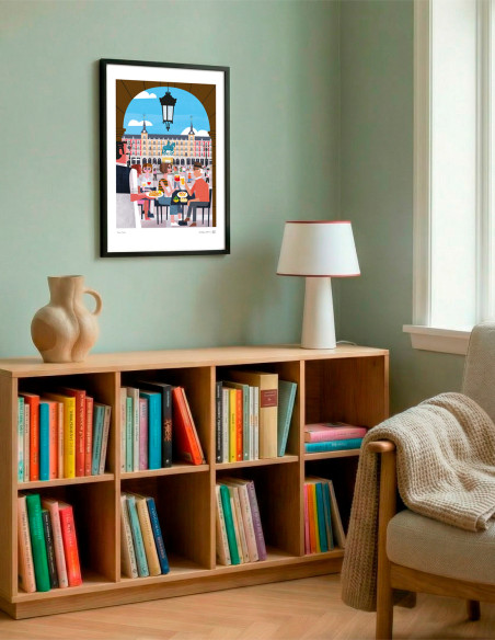Illustration "En la Plaza Mayor" by Mikel Casal. A4, A3 and A2 reproductions