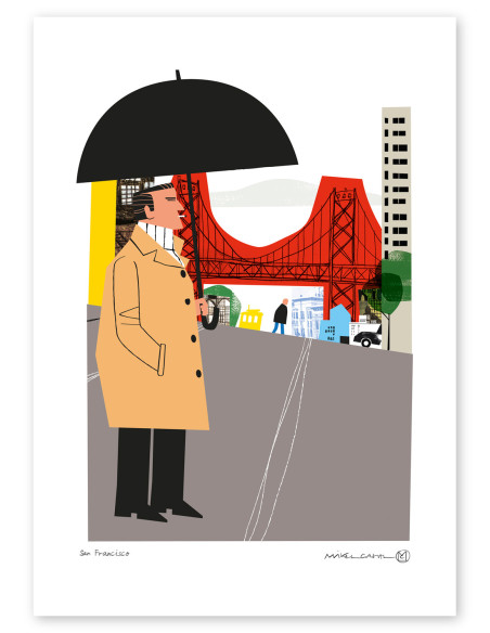 Illustration "San Francisco" by Mikel Casal. Signed A3 reproduction