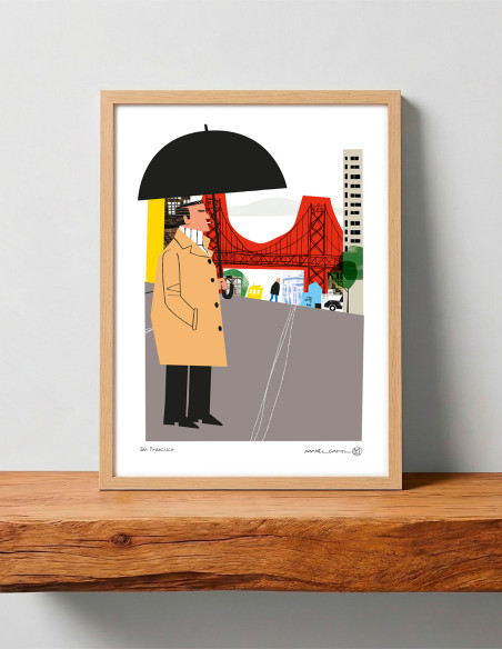 Ilustración "San Francisco" de Mikel Casal. Reproducción A3 firmada
